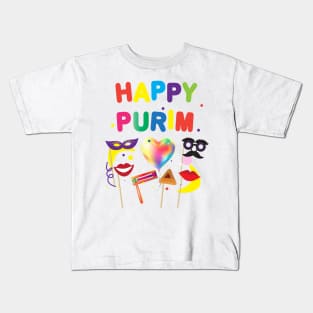 Happy Purim Festival Kids Party Gifts Decoration Jewish Holiday Kids T-Shirt